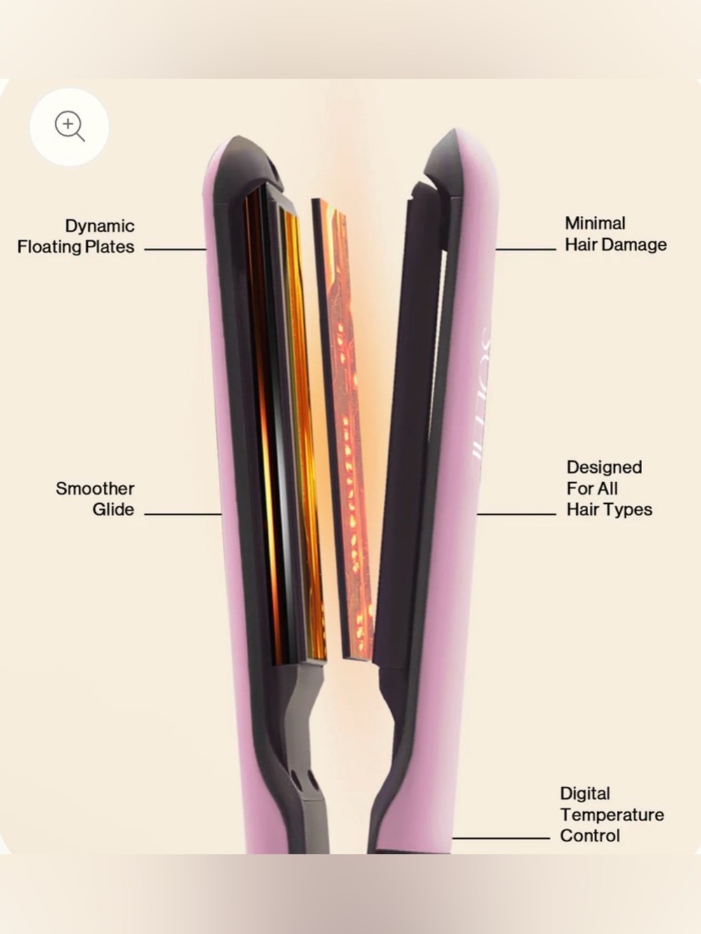 NEW! Soleil Pink Flat Iron+GlamStyle Black Hot Brush+Soleil 450° Hair Oil - Picture 4 of 10